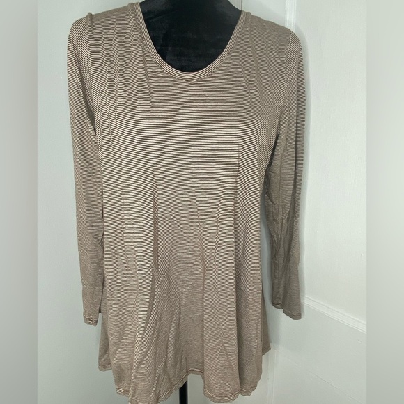 Pure Jill M Striped Women's Casual Relaxed Fit Brown & White Top - Picture 1 of 6